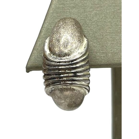 Christin Dior Sterling Silver Half Hoop Textured Earrings (15267) - Picture 2 of 7